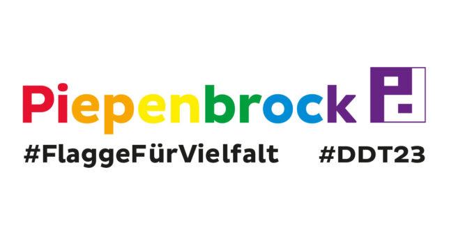 Piepenbrock Logo in Regebogenfarben mit dem Hashtag #FlaggeFürVielfalt im Rahmen des Diversity-Tag 2023