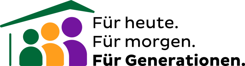 Logo des Nachhaltigkeitsclaims „Für heute. Für morgen. Für Generationen.“ 