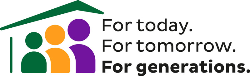 Logo for the sustainability slogan ‘For today. For tomorrow. For generations.’